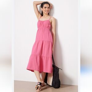 Rails Blakely Dress Maxi Tiered Cotton Color HIBISCUS Pink Size XL